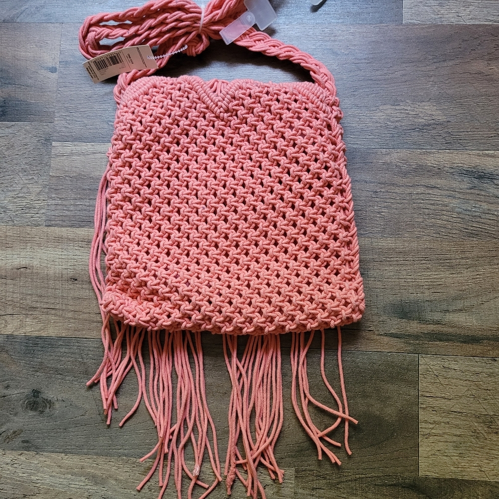 NWT No Boundaries Coral Boho Bag with Fringe - Picture 7 of 8